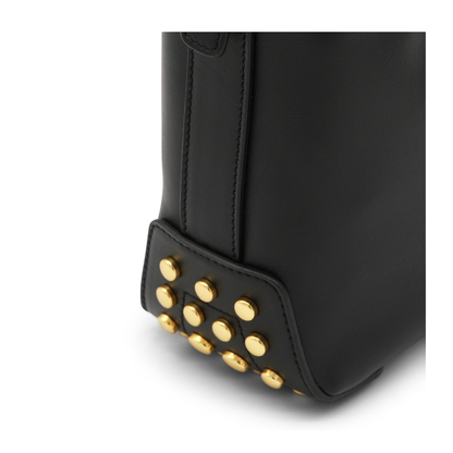 Metal Dots Calfskin Leather Mini Bag - Black - Image 7