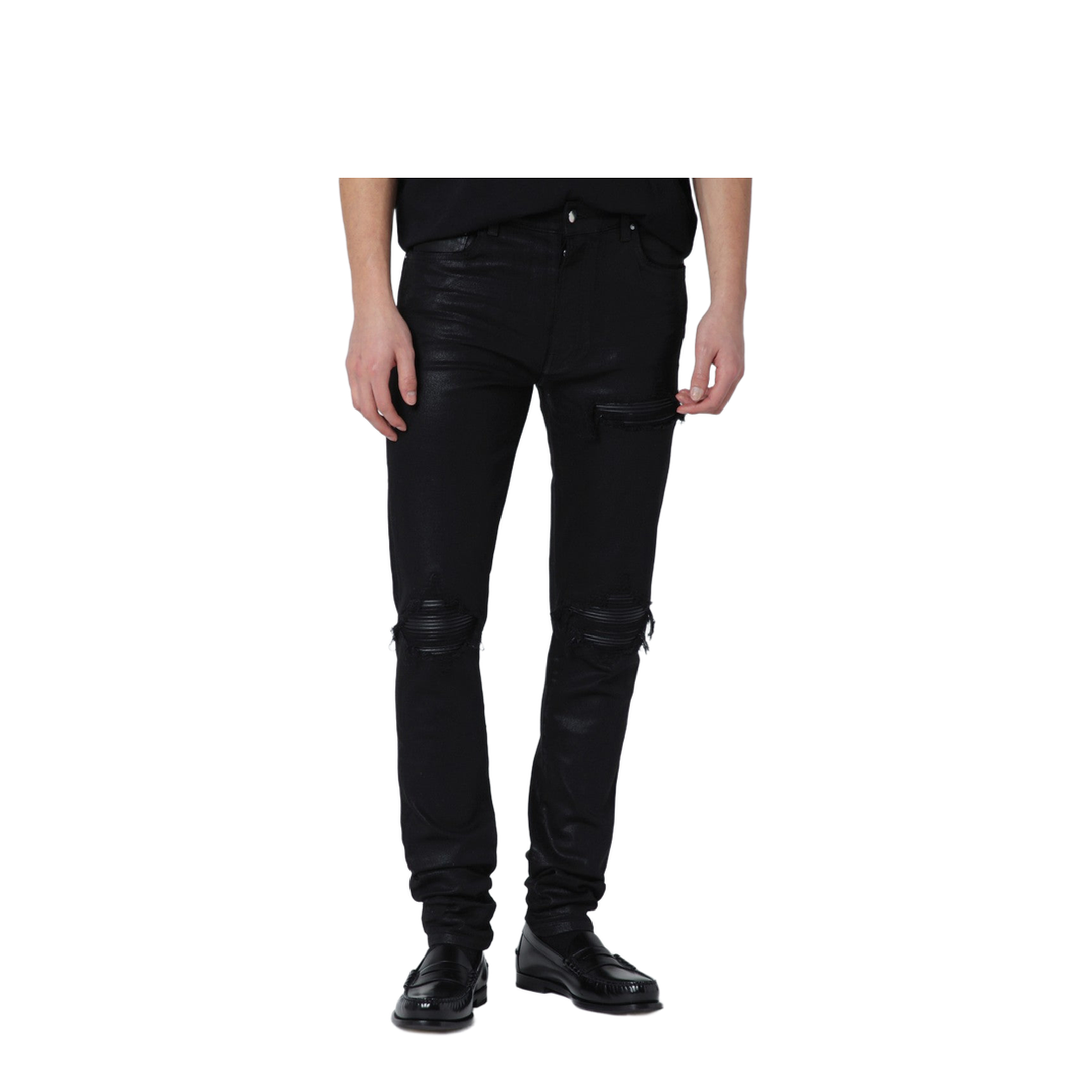 Black Wax Skinny Jeans - Image 1