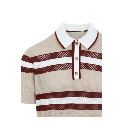 Mercy Viscose Mesh Tricolor Striped Polo Shirt - Image 6