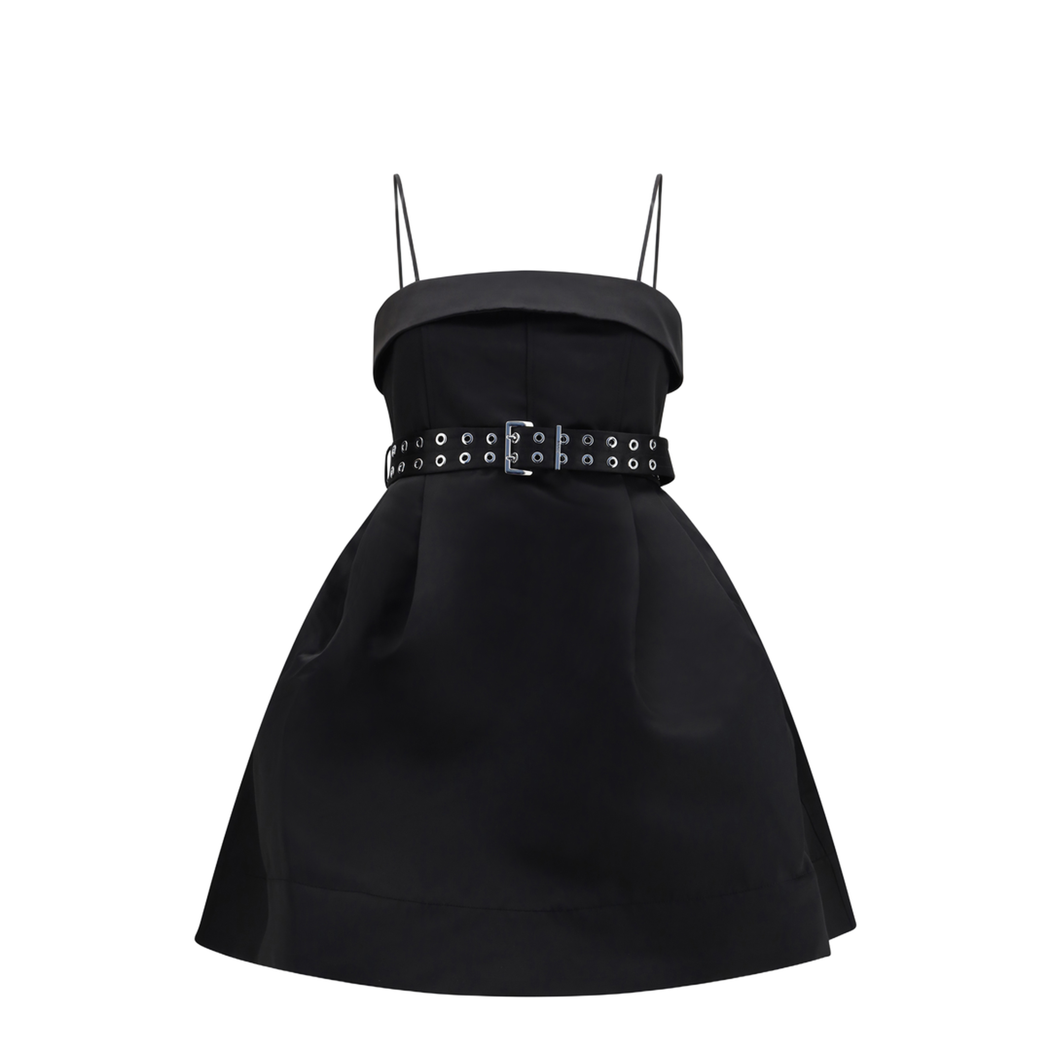 Short Satin Dress with a Full Skirt - Image 1