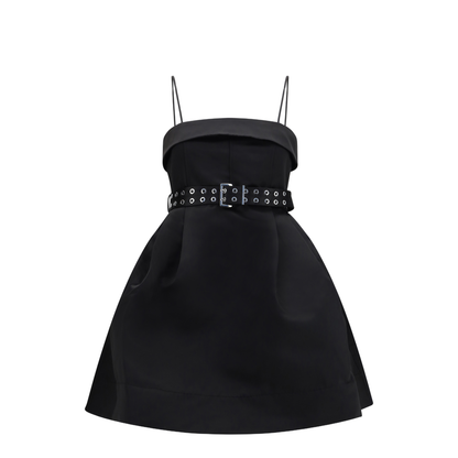 Short Satin Dress with a Full Skirt - Image 1