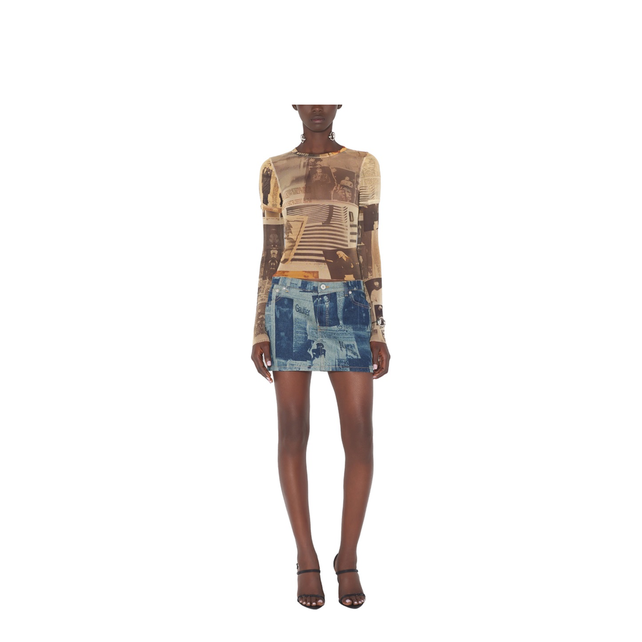 Miniskirt with Newspaper Print - Image 2