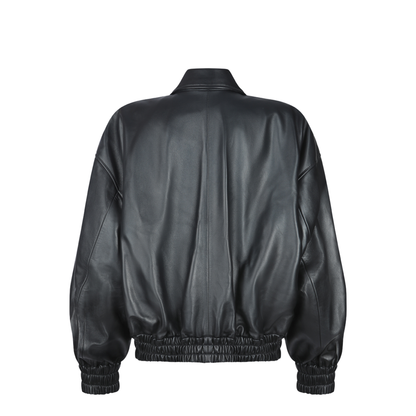 Blouson Leather Jacket Black - Image 6