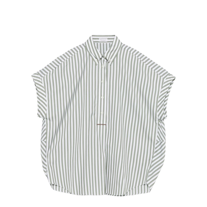 Cotton and Silk Striped Shirt Green - Image 1