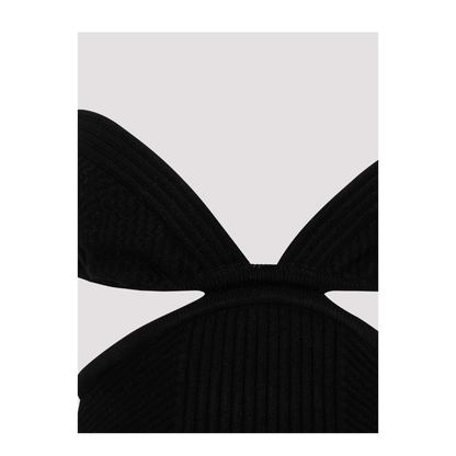 Black Cut Out Ribbed Mini Dress - Image 3
