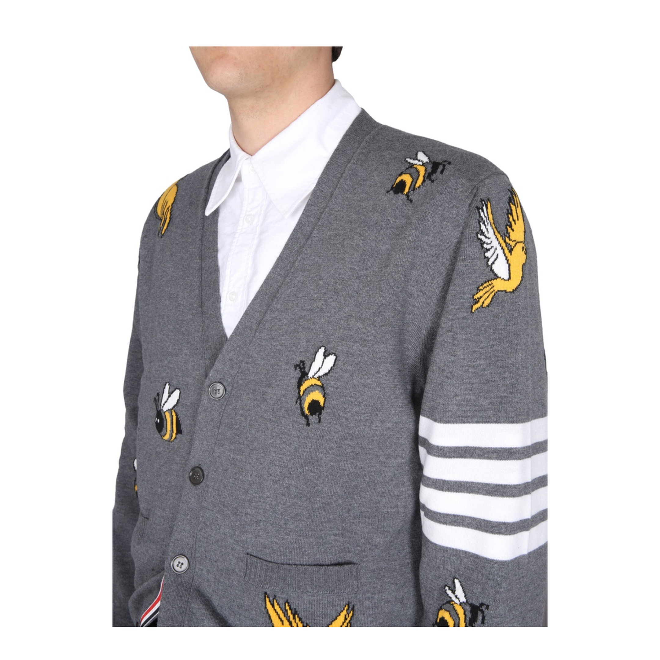 Cardigan with Birds and Bees Inlays - Image 4