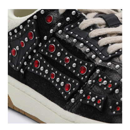 Skel Top Black Sneaker With Beads And Crystals - Image 8