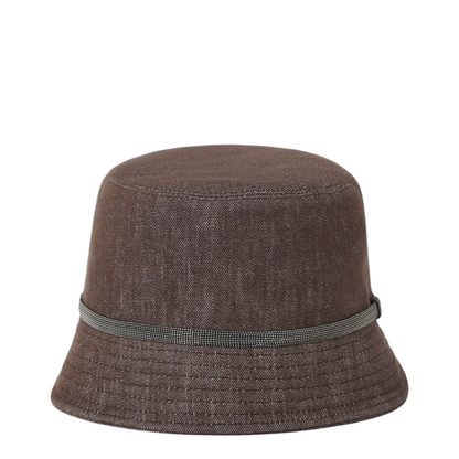 Cotton Bucket Hat In Brown - Image 1