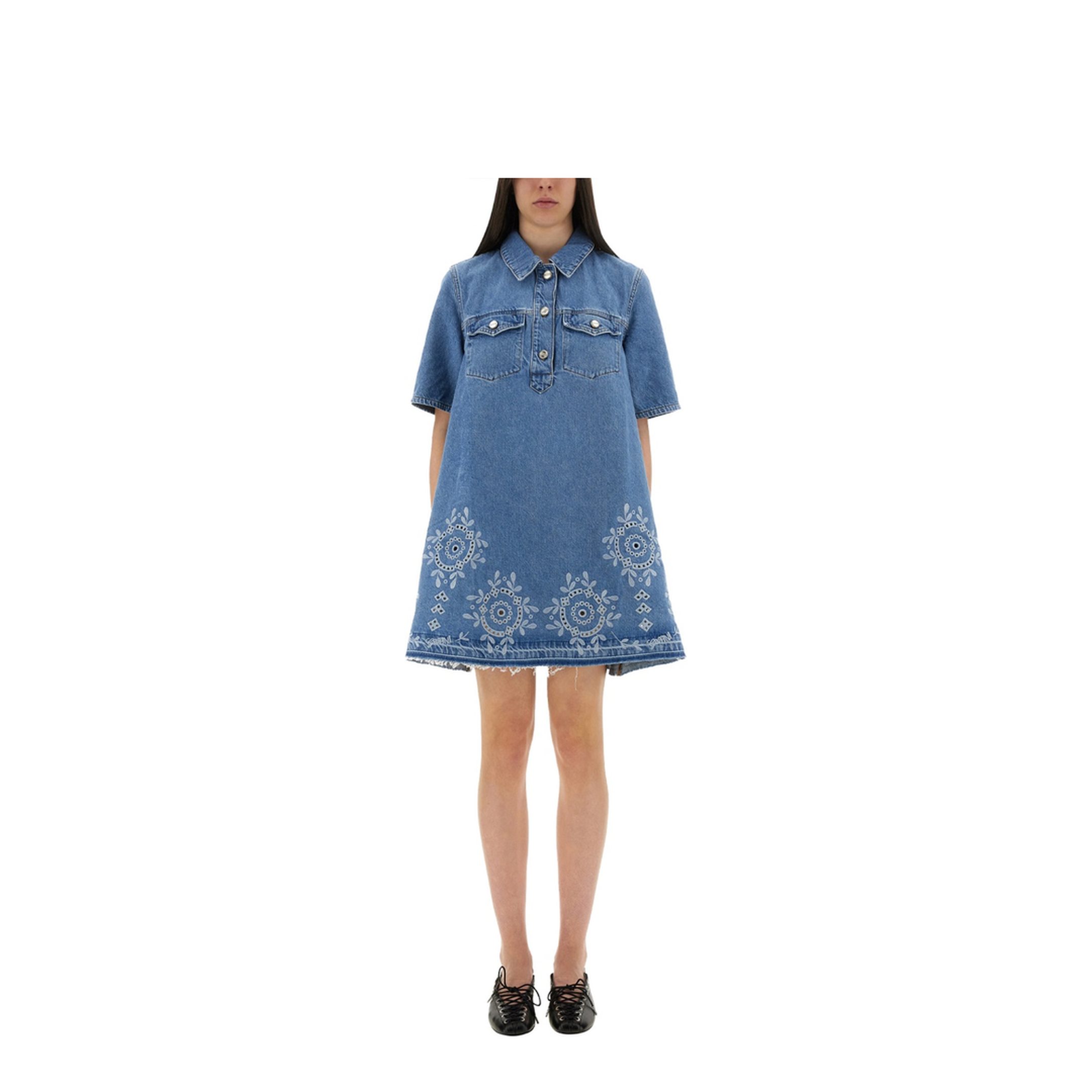 Mini Dress with Sangallo Embroidery - Image 1