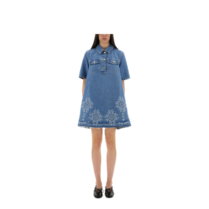 Mini Dress with Sangallo Embroidery - Image 1