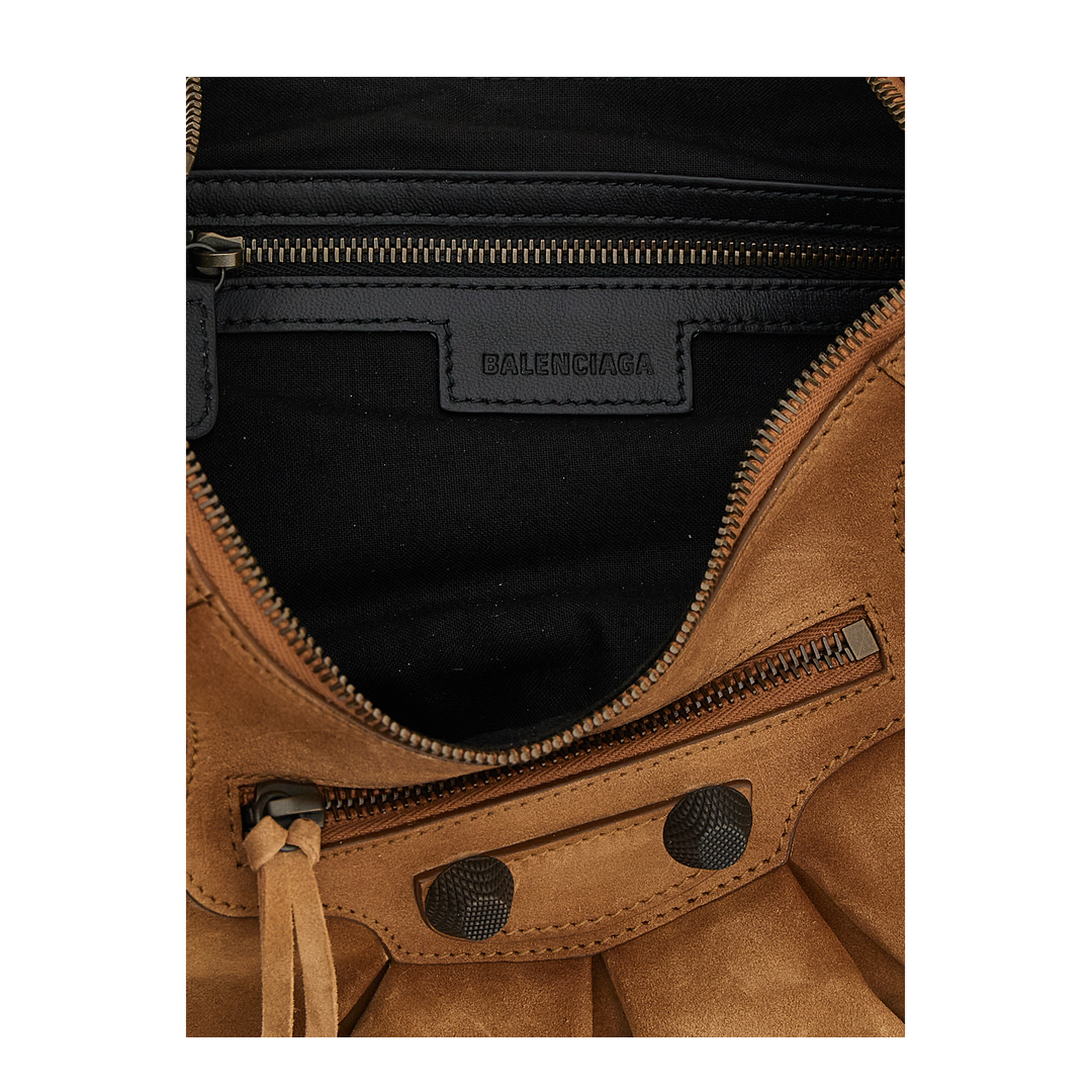 Le Cagole Small Waxed Suede Calfskin Shoulder Bag - Camel - Image 4