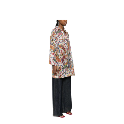 Paisley-Print V-Neck Beach Kimono Shirt - Image 5
