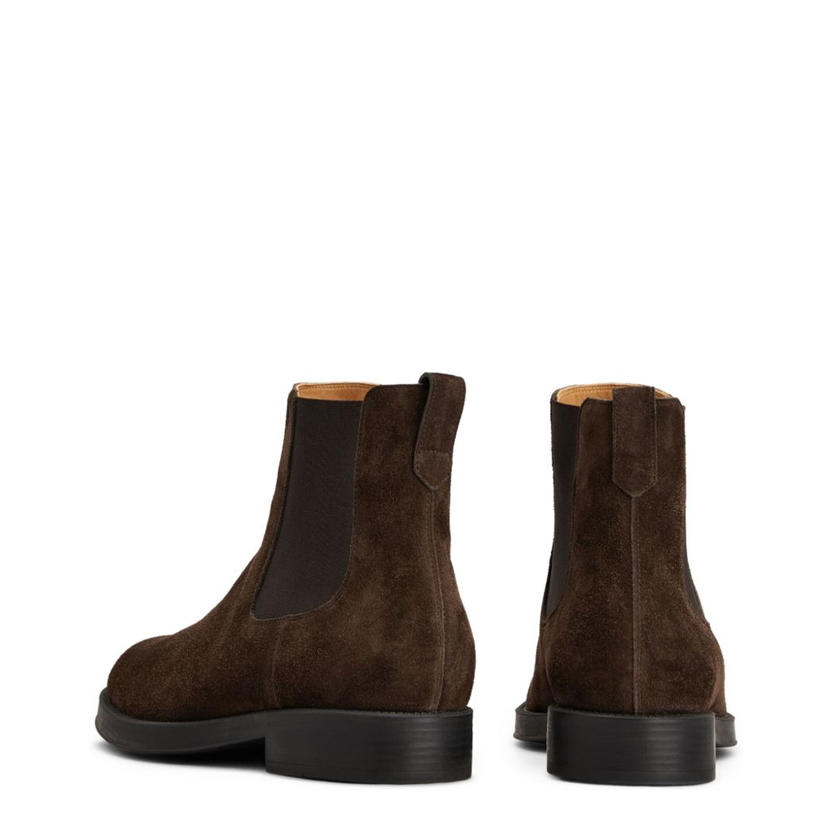 Coffee Brown Elasticated Side Panels Low Stacked Heel Round Toe - Image 3