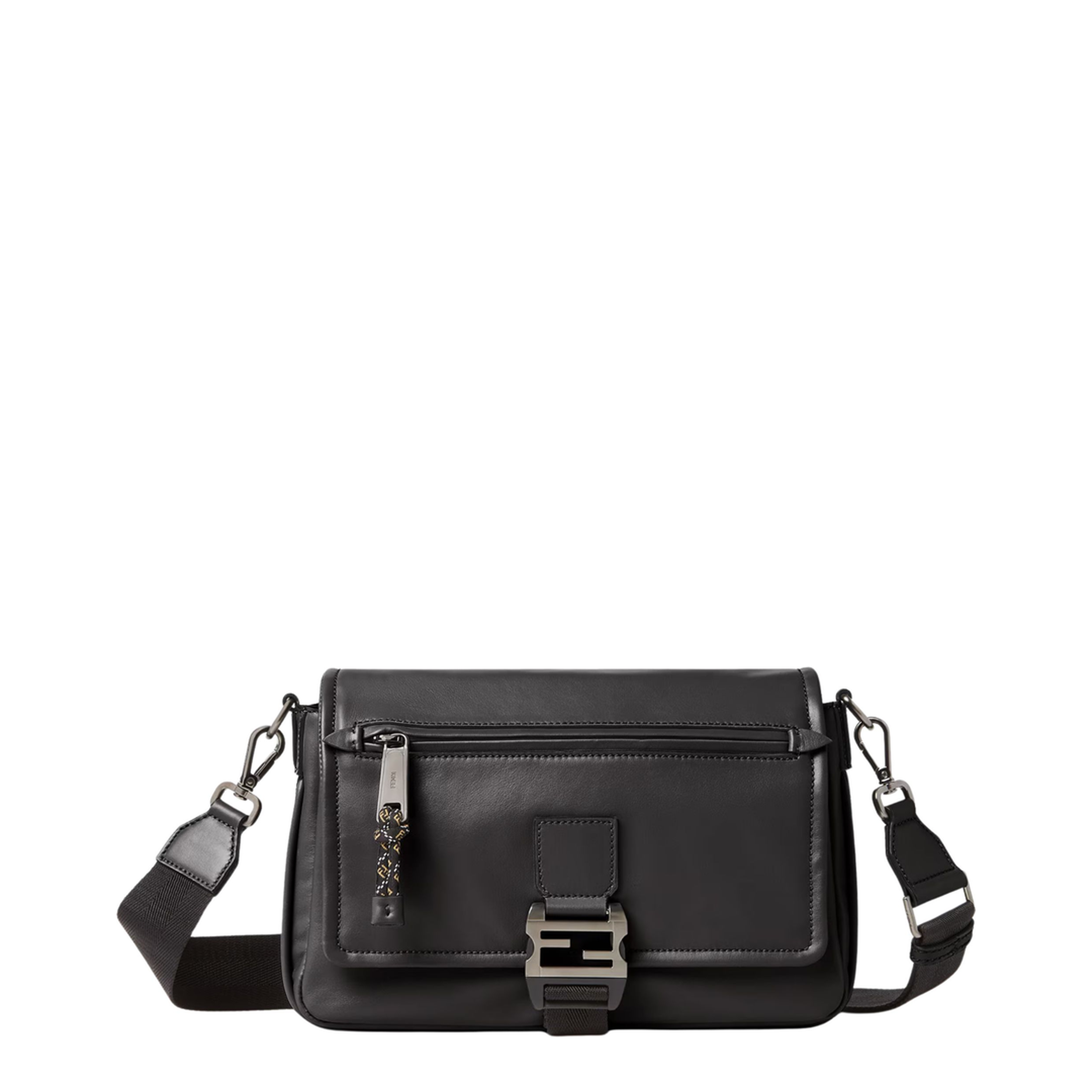 Flux Messenger Leather Crossbody Bag - Black - Image 2