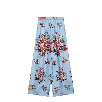 Silk Twill Trousers with Floral Print - Image 2
