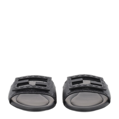 Black Leather Baguette Slides - Image 1