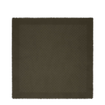 Wool and Silk Jacquard Shawl in Forrest Green - Image 3