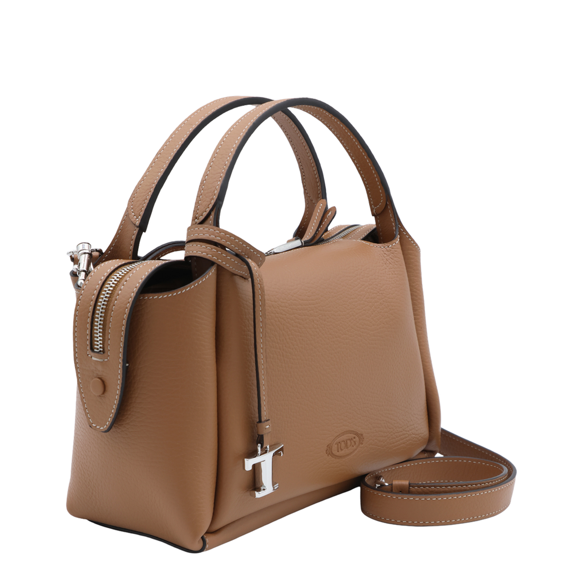 Leather Top Handle Bag - Brown - Image 4
