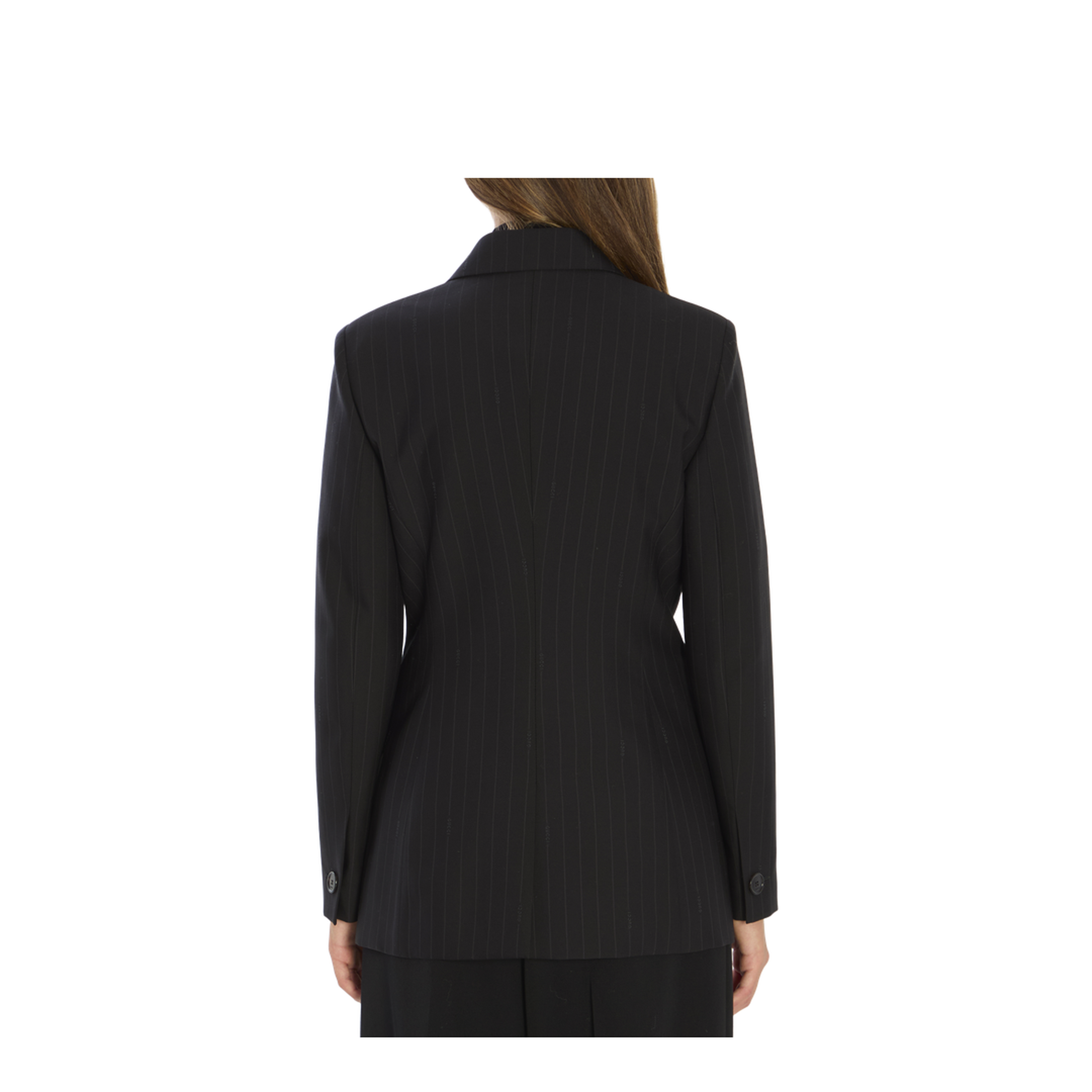 Pinstripe Wool Jacquard Jacket in Black - Image 4