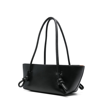 Fleca Cow Leather Shoulder Bag - Black - Image 2