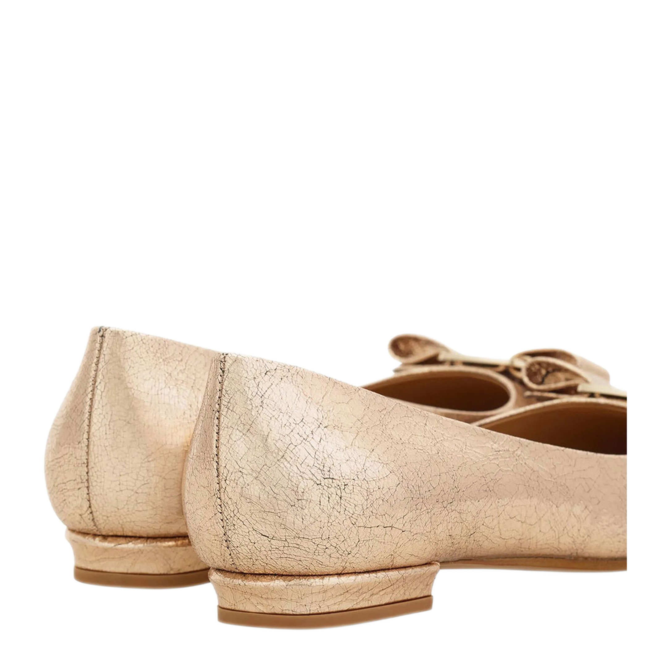 Vara Bow Craquelé Finish Leather Ballerinas - Image 5