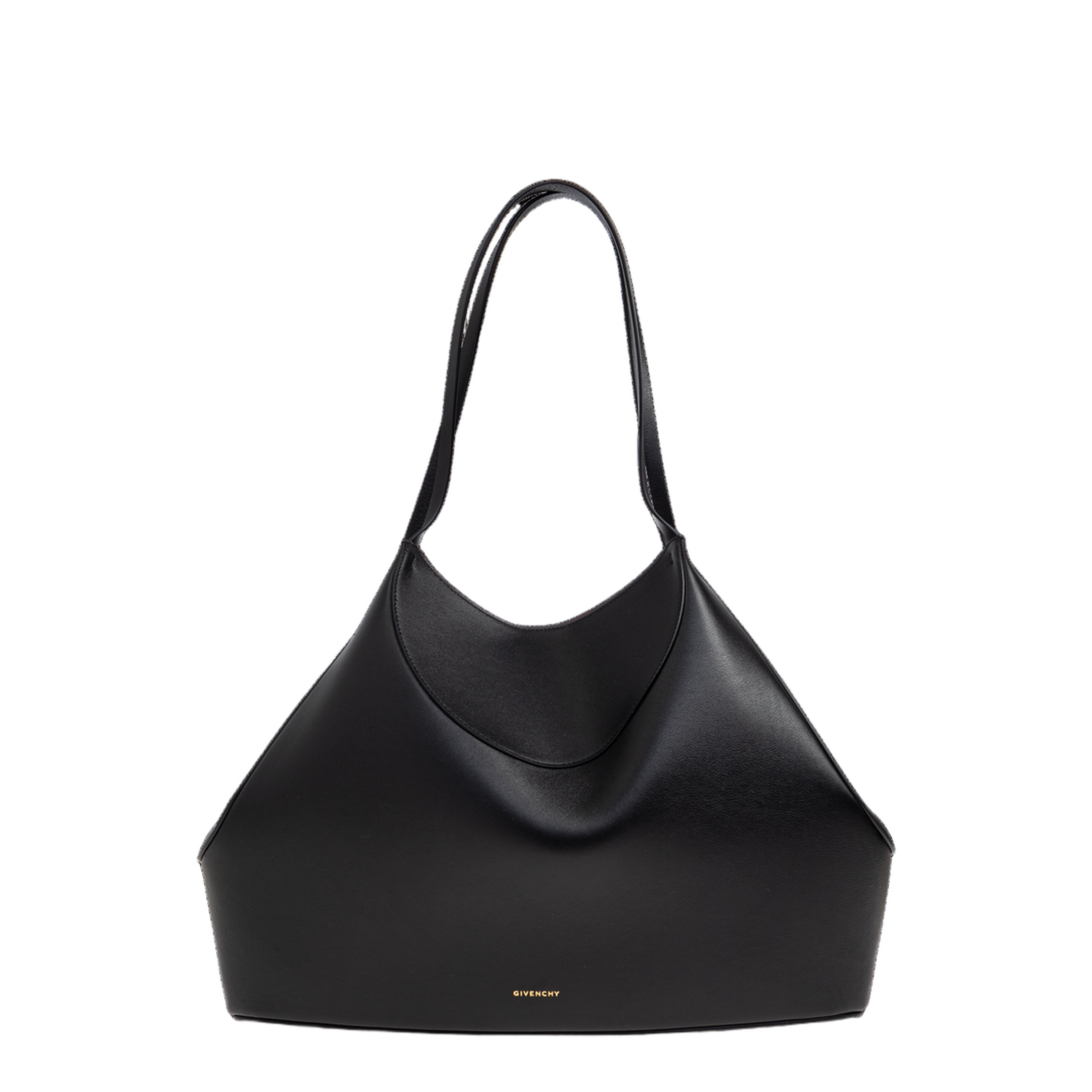 Leather Medium Facet Tote Bag - Black - Image 1