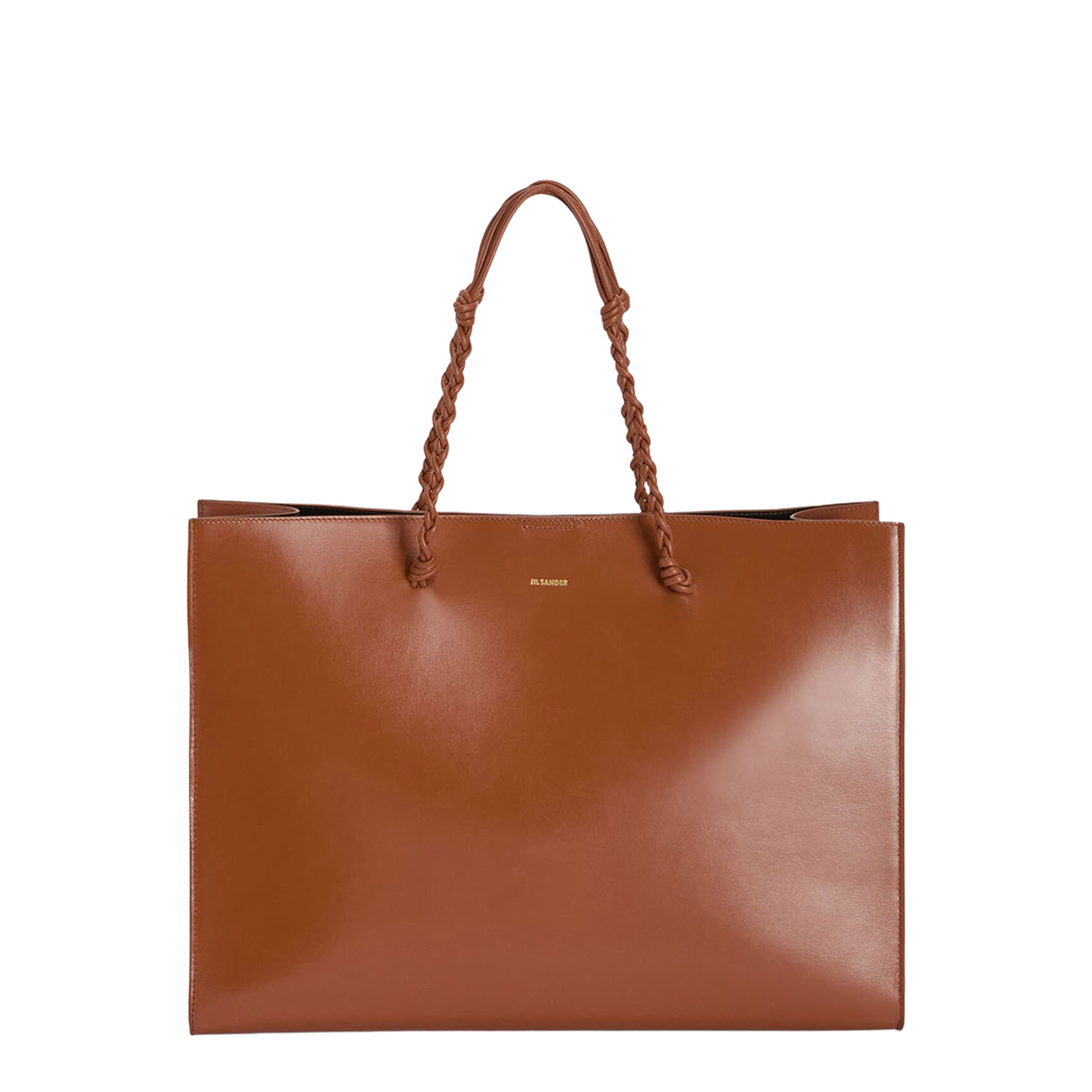 Tangle Knotted Handle Leather Tote Bag - Tan - Image 5