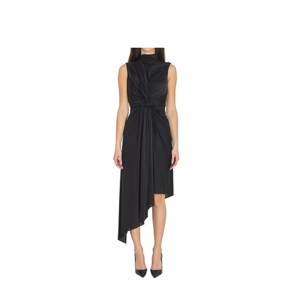 Long Asymmetric Dress In Stretch Fabric - Image 1