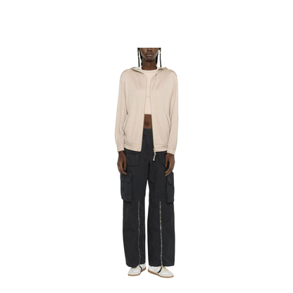 Two-Pocket Zip-Up Hoodie Beige - Image 3