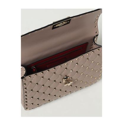 Antique Pink Nappa Leather Medium Rockstud Spike Handbag - Image 8