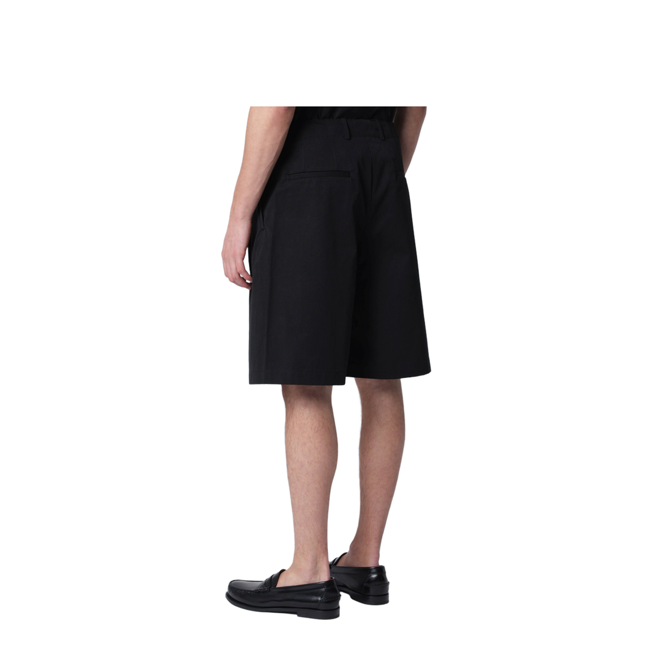 Ponte Relaxed-Fit Shorts In Italian Cotton Micro Canvas In Black - Image 2
