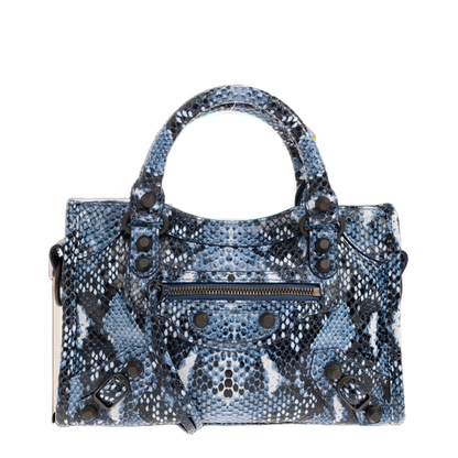 Le City Mini Python Embossed Calfskin Bag - Blue - Image 1