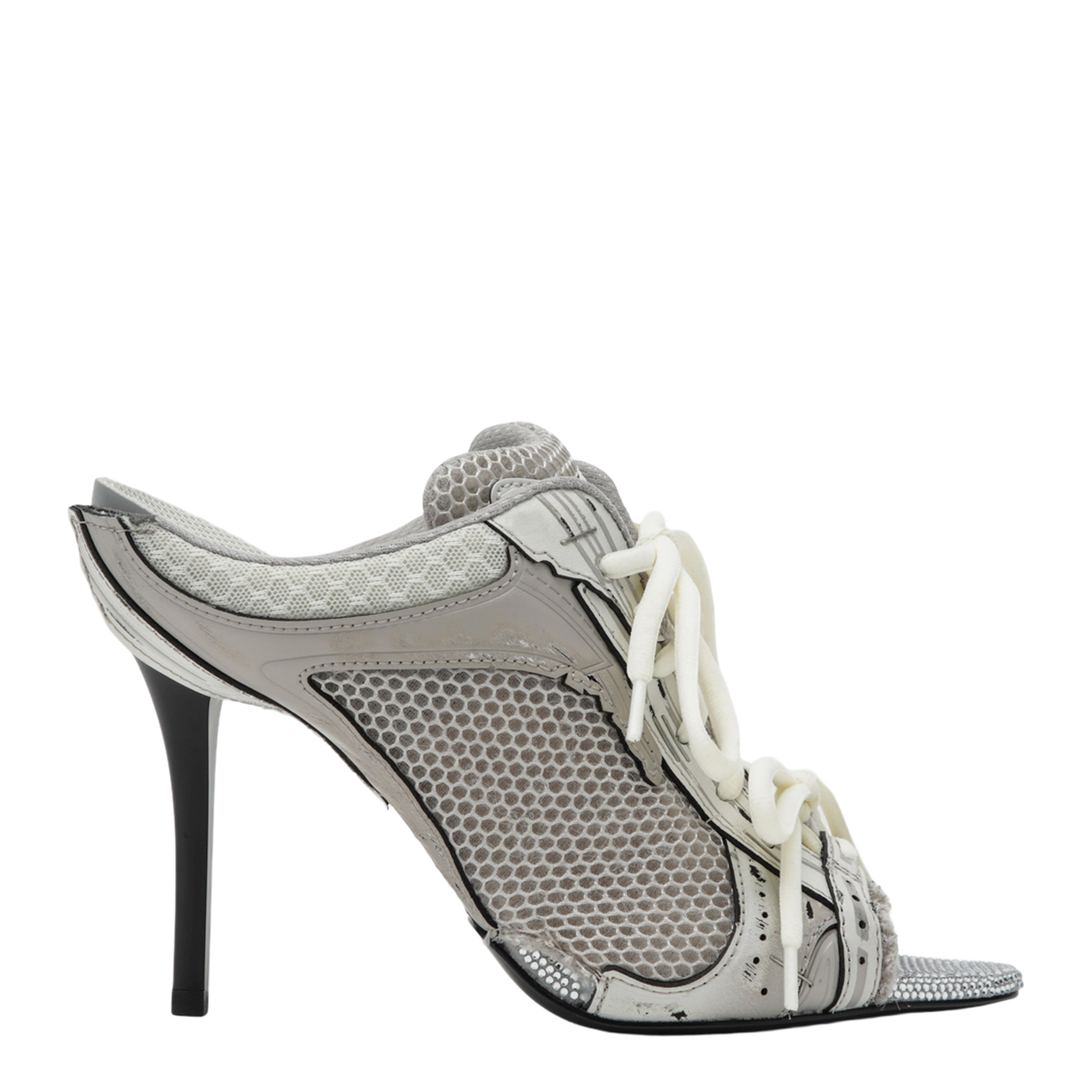 Stapler Grey Heeled Sandals with Distressed Effect - Image 1