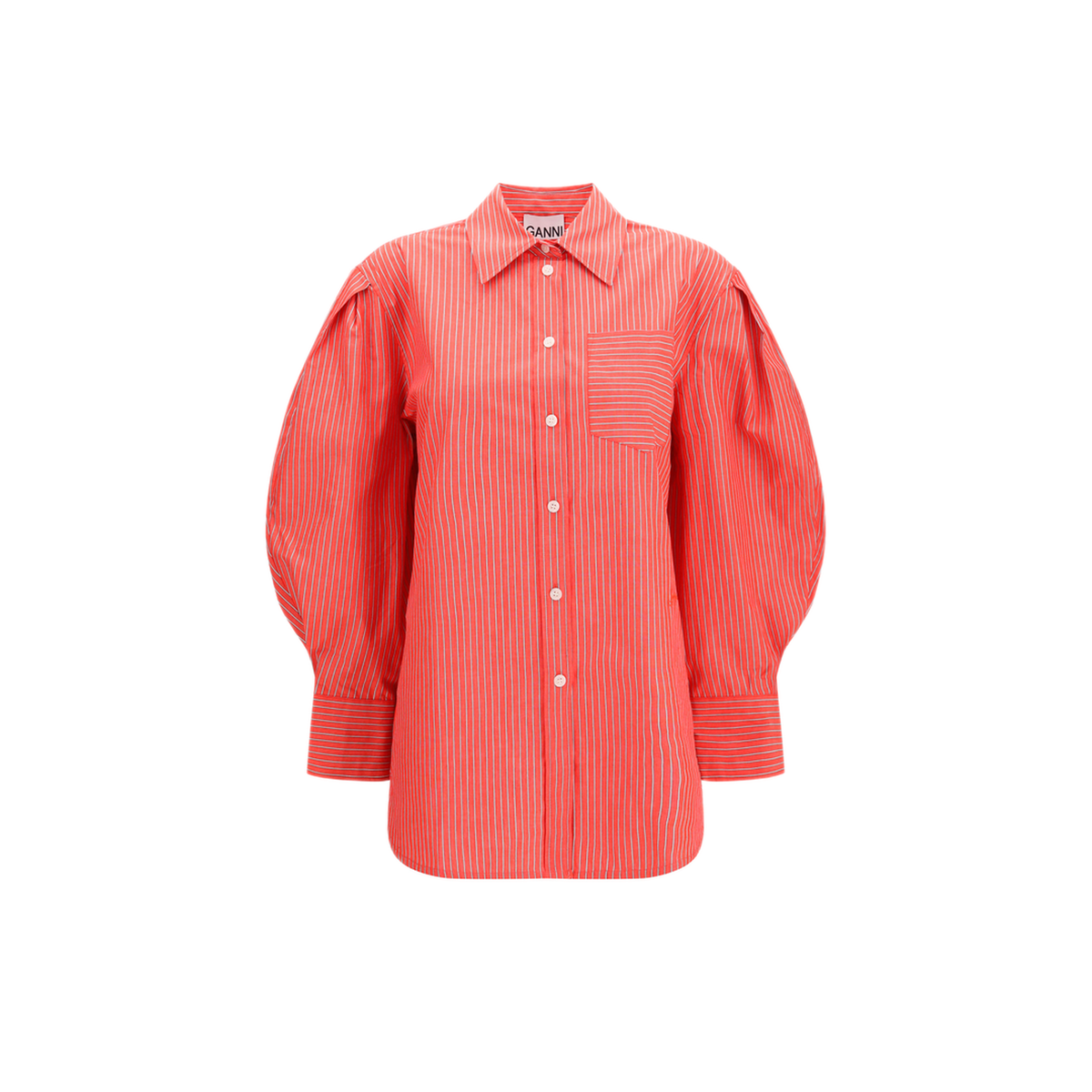Striped Cotton Shirt With Balloon Sleeves - Image 1
