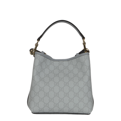 GG Emblem Small PU/Polyamide Bucket Bag - Dark Blue - Image 4