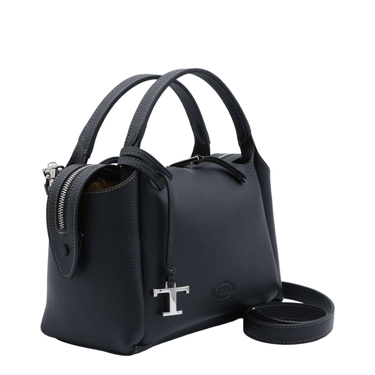 Medium Leather Top Handle Bag - Black - Image 4