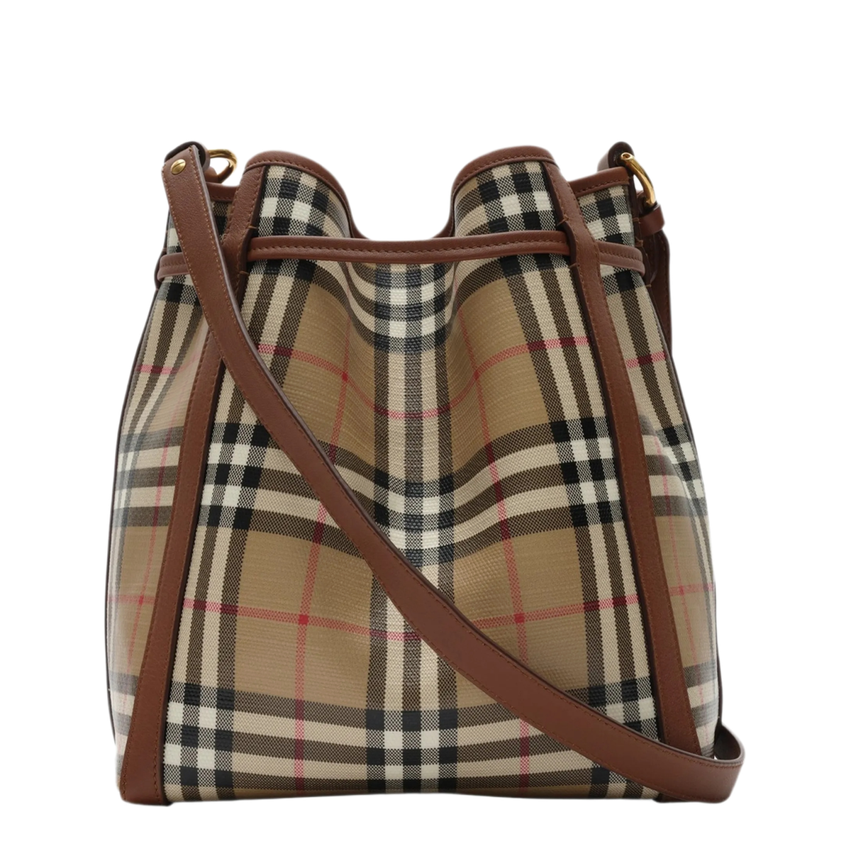 Mini Check Mini Canvas Bucket Bag - Archive Beige - Image 4