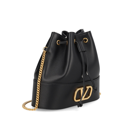 Mini Drawstring Vlogo Signature Nappa Antique Brass Logo - Image 3