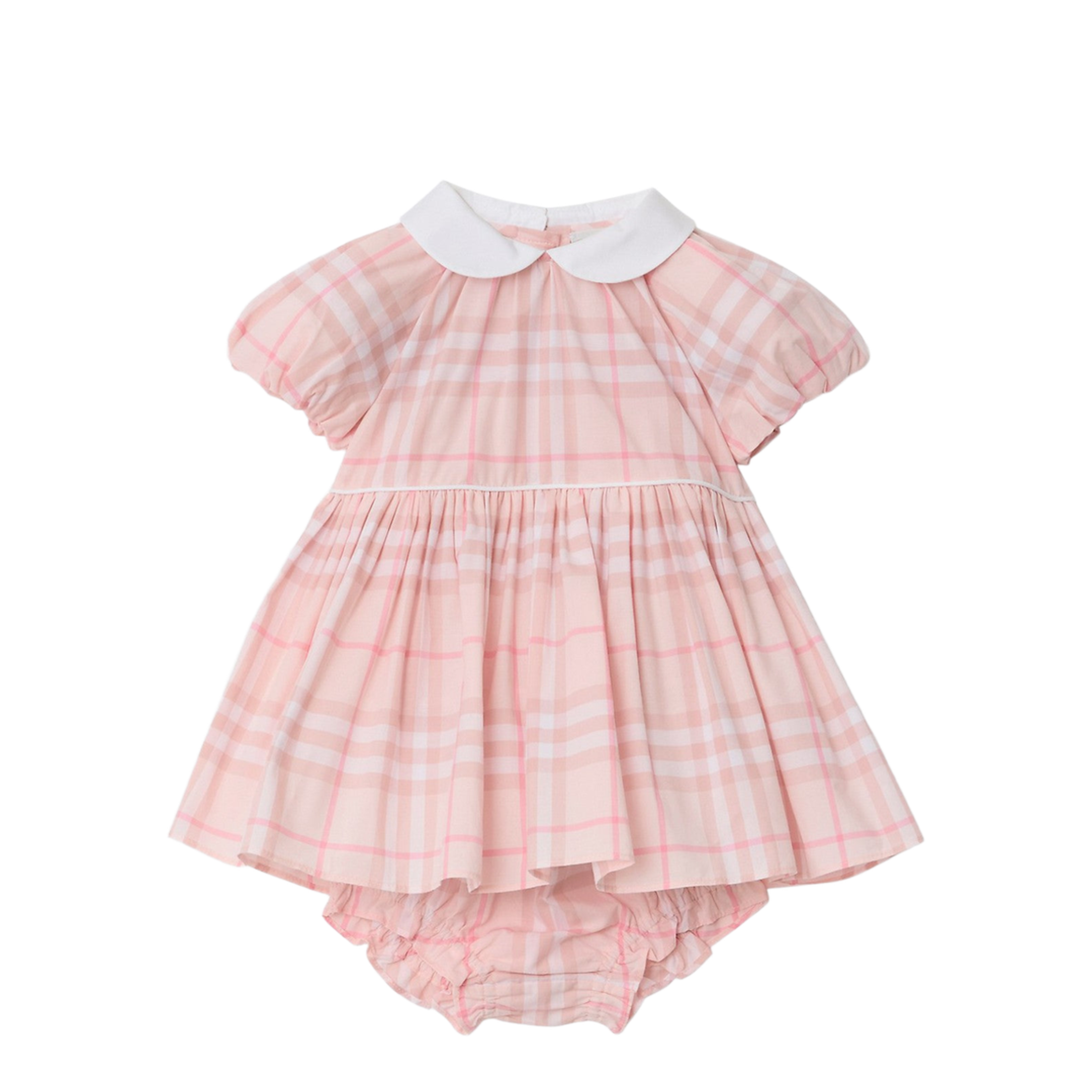 Pink Dress and Bloomer Shorts Set with Check Pattern - Image 1