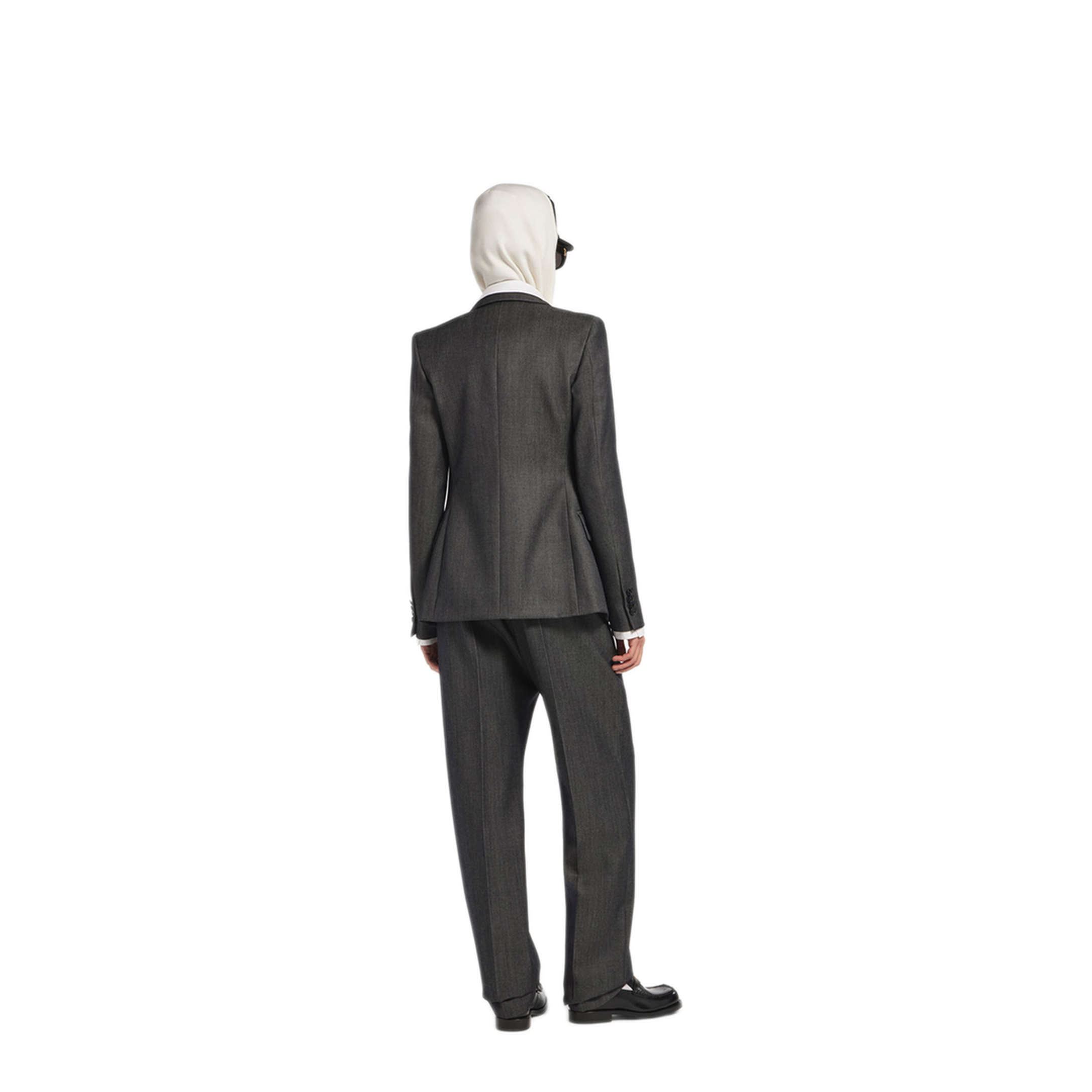 Double-Breasted Tailored Jacket in Wool Twill in Denim Look - Image 4