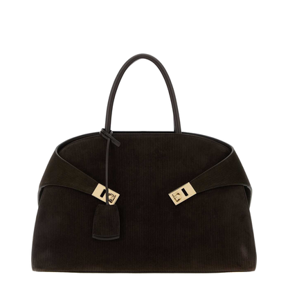 Dark Brown Suede Medium Hug Handbag - Image 3