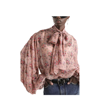 Small Flower Bouquets-Print Chiffon Top - Image 3