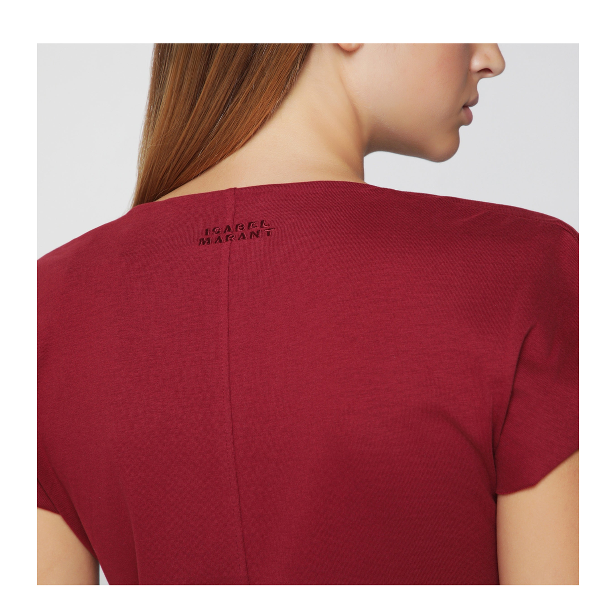 Nadra Wrap Dress in Dark Burgundy Jersey - Image 2