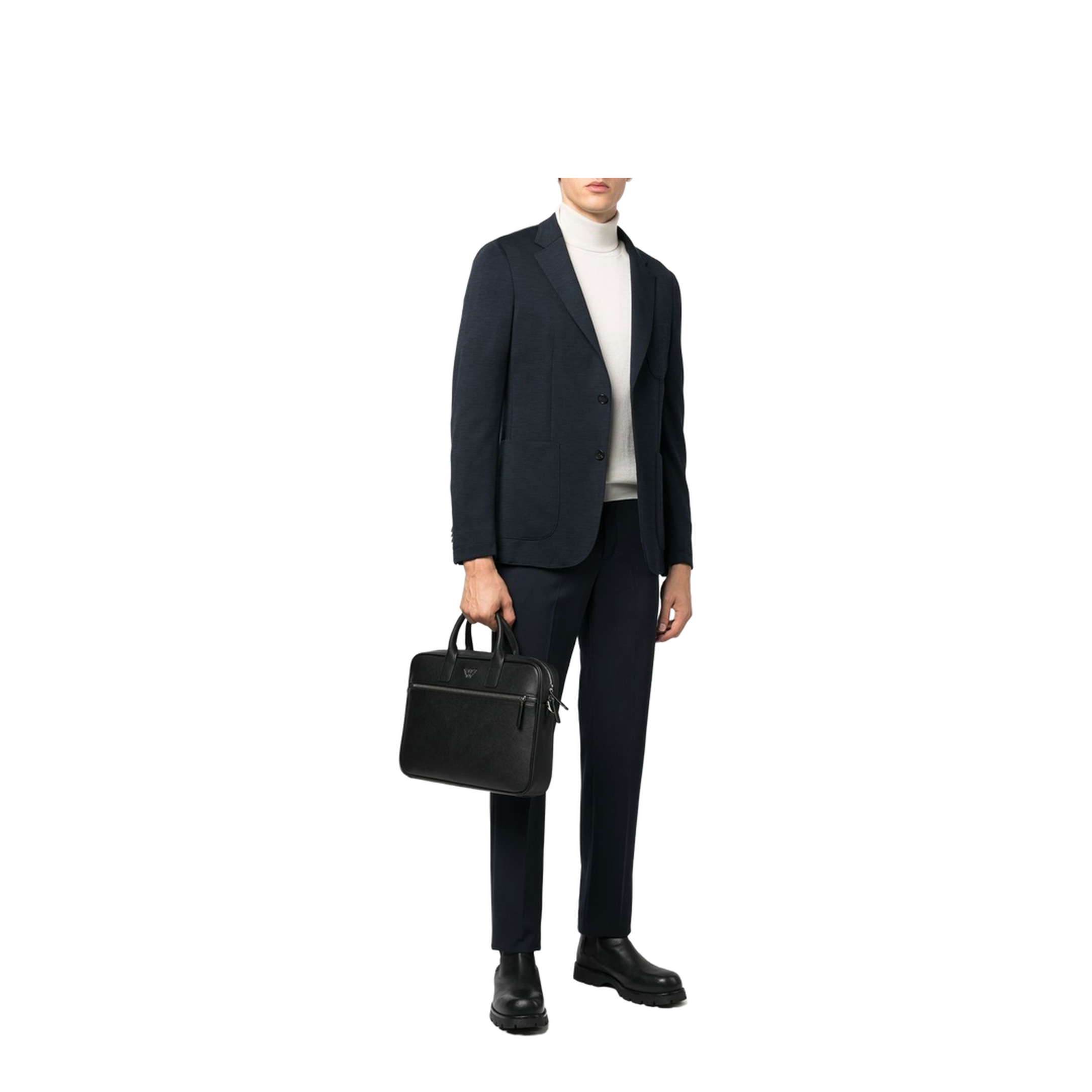 ASV Regenerated Saffiano Leather Business Bag - Black - Image 3