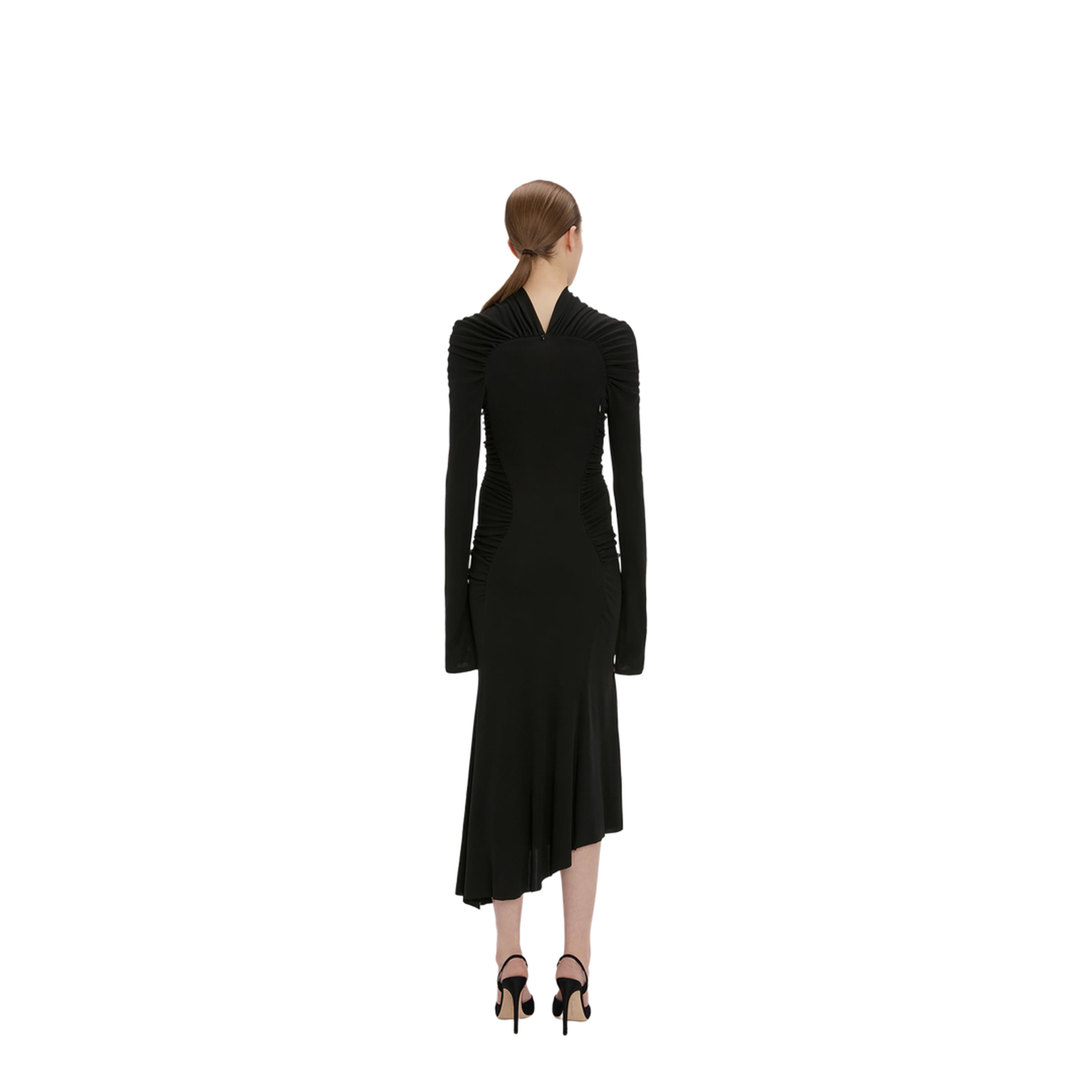 High Neck Gathered Midi Dress - Image 4