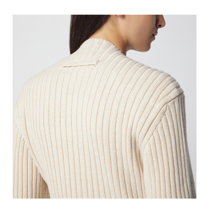 Ribbed Sweater in Beige Wool and Cashmere - Image 2