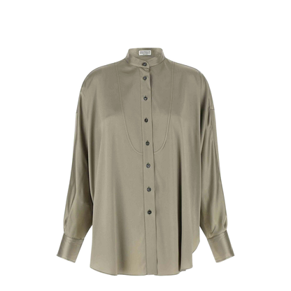 Monili Mandarin-Collar Shirt Green - Image 4