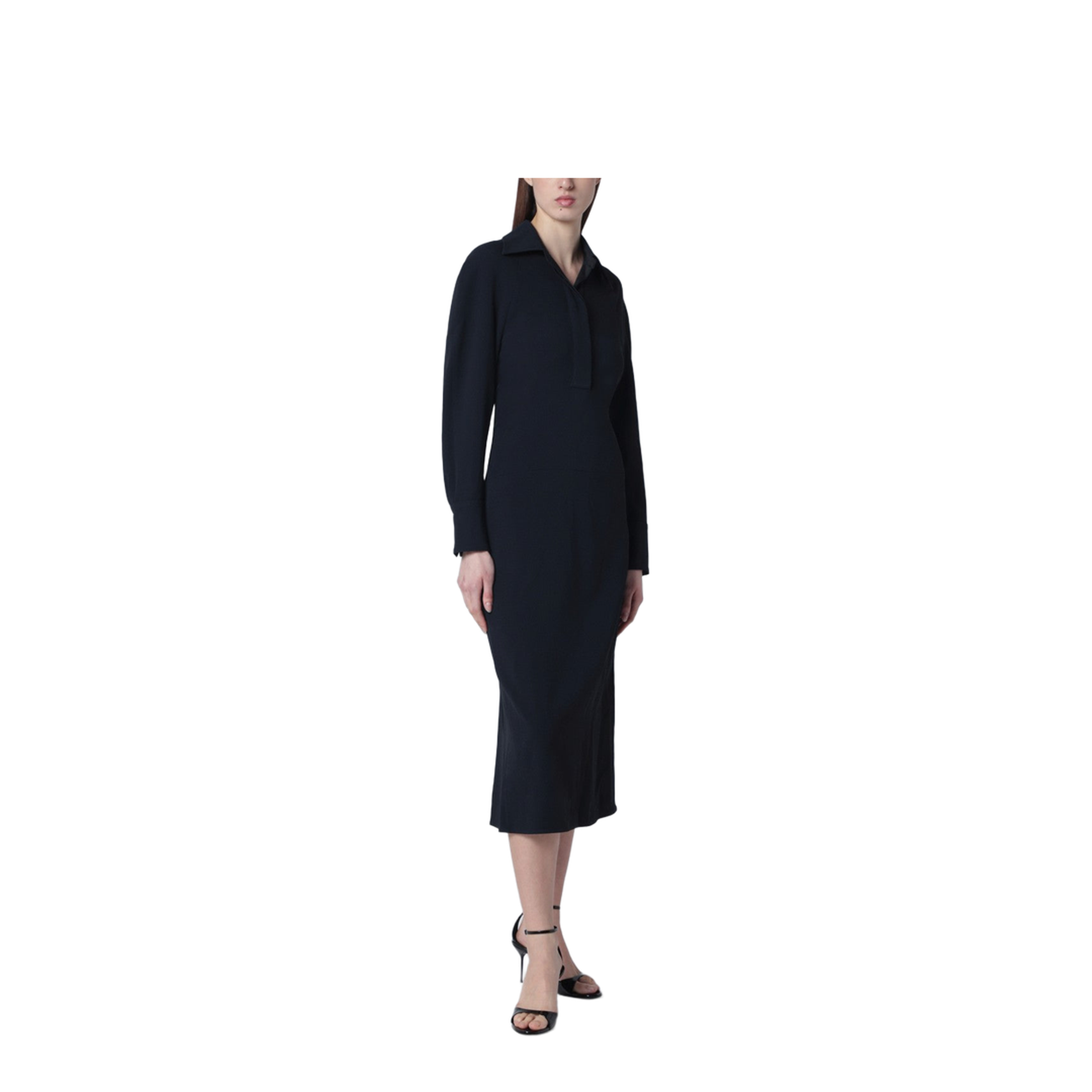 Navy Blue Midi Shirt Dress - Image 1