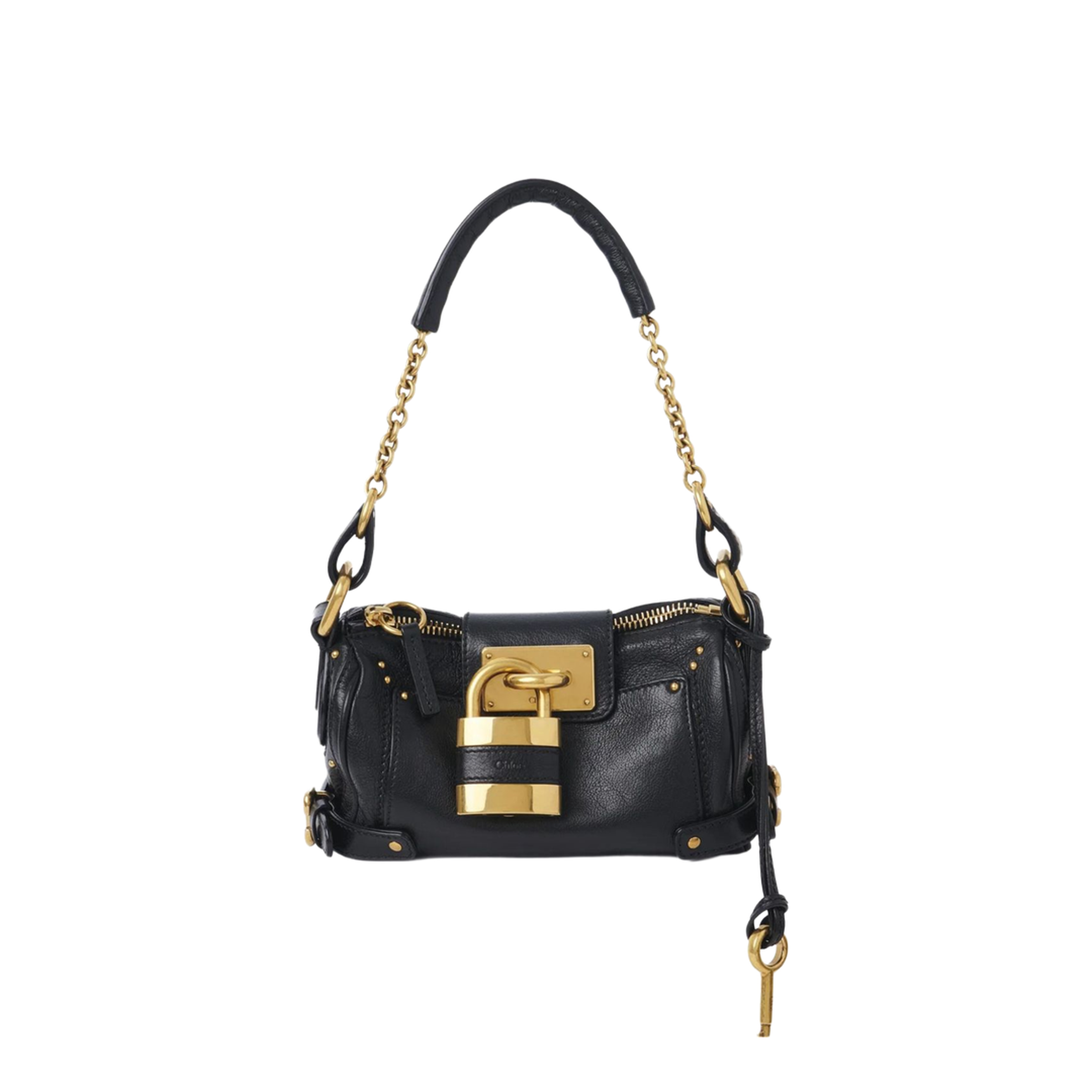 Small Paddington Chain Bag in Grained Leather Black - Image 1