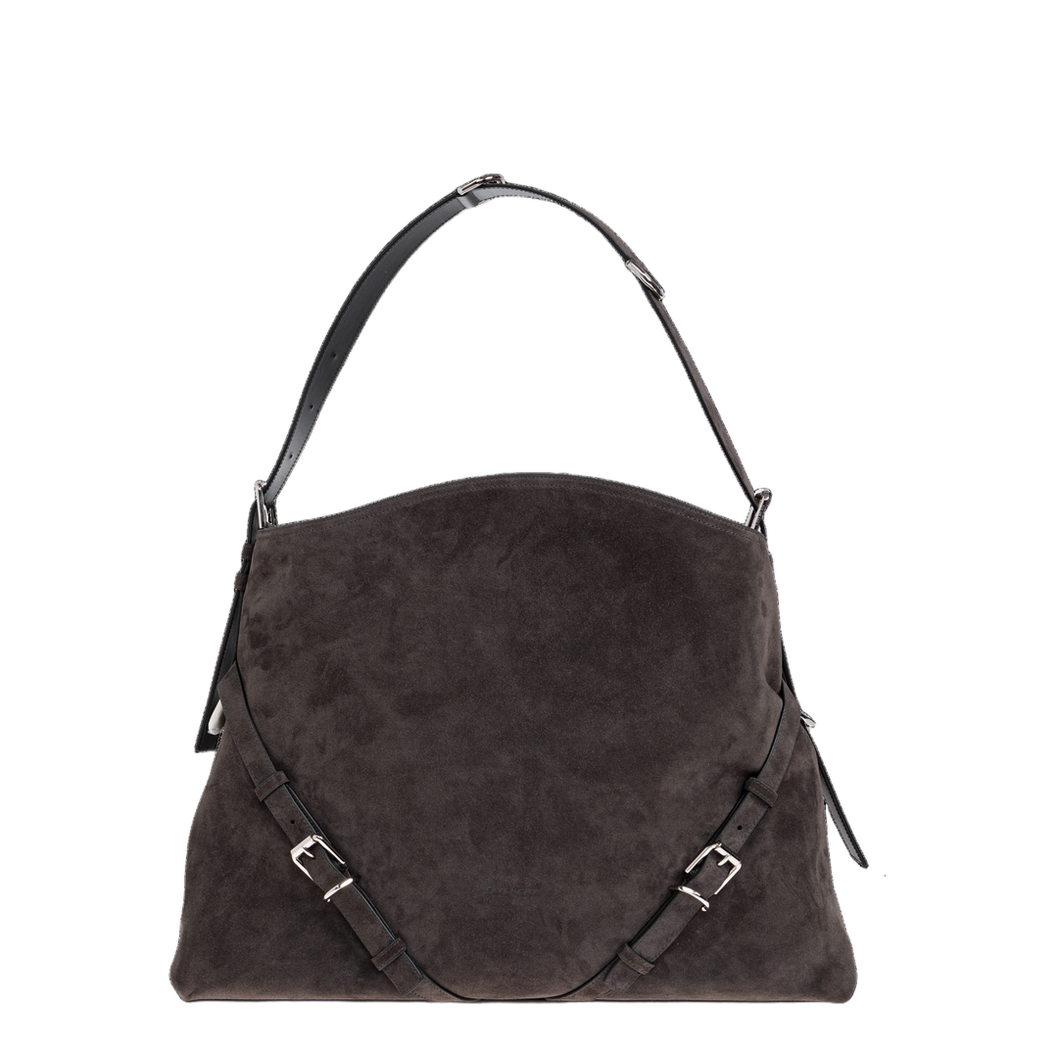 Voyou Large Suede Shoulder Bag - Grey - Image 1
